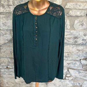 Green Lace Detail Top